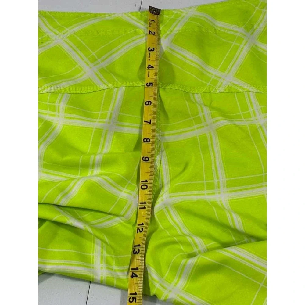 Hurley Board Shorts Mens 38 Neon Green Plaid Surf Swim Y2K Beach Skater Surfcore